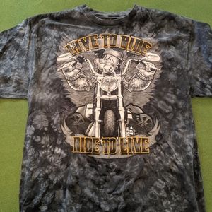 Popeye Live to Ride Ride to Live Tee Tie Dye XL